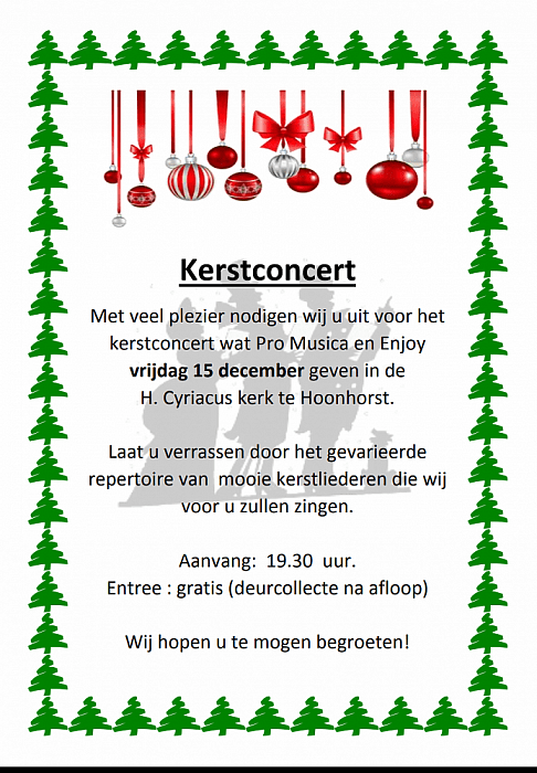 15 dec. Kerstconcert Hoonhorst - Foto: Eigen geleverde foto