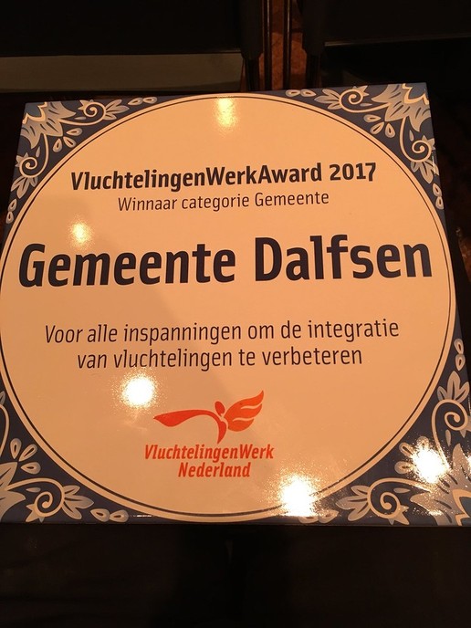 Wethouder Uitslag blij met VluchtelingenWerkAward - Foto: Gemeente Dalfsen
