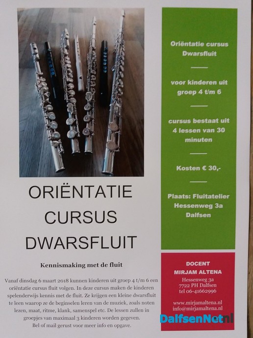 Oriëntatie cursus dwarsfluit - Foto: Ingezonden foto