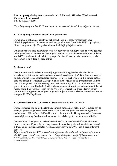 Brief aan raadsleden over uitbreidingsgebieden