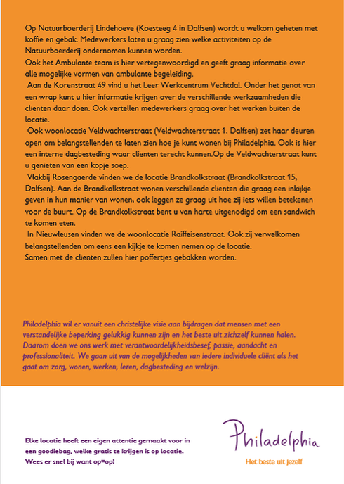 Zaterdag open dag bij Stichting Philadelphia gemeente Dalfsen