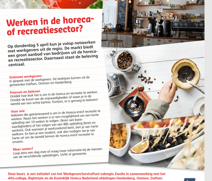 Kom werken in de horeca of recreatie - Foto: Gemeente Dalfsen
