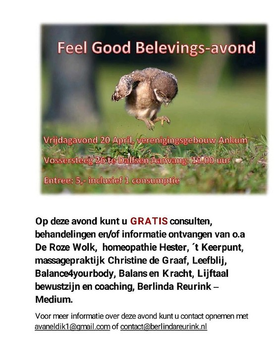 Feel Good Belevings-avond op 20 april