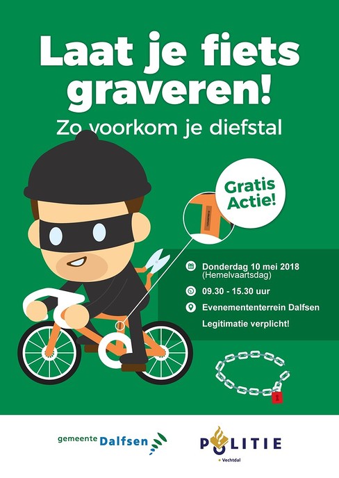 Gratis fiets graveren tegen fietsdiefstal - Foto: Gemeente Dalfsen