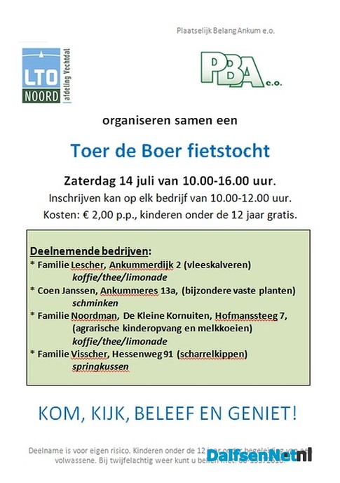 Fietstocht Toer de Boer op zaterdag 14 juli - Foto: Ingezonden foto