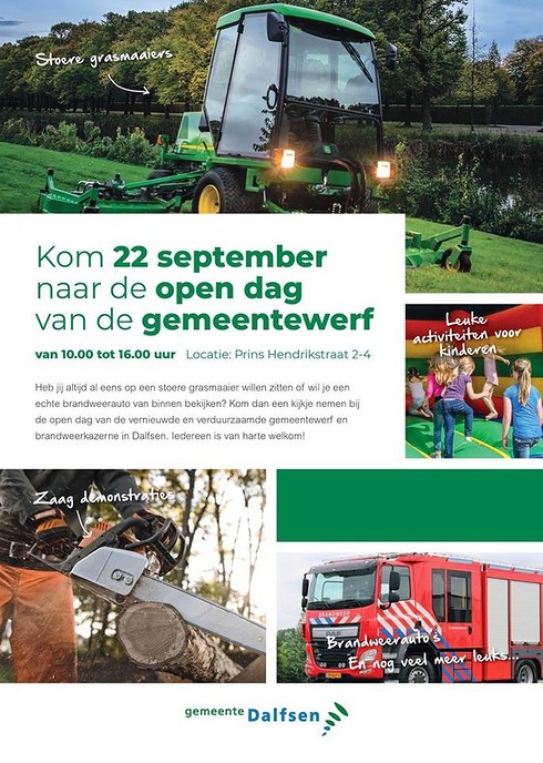 Kom naar de open dag van de vernieuwde gemeentewerf op a.s. zaterdag 22 september