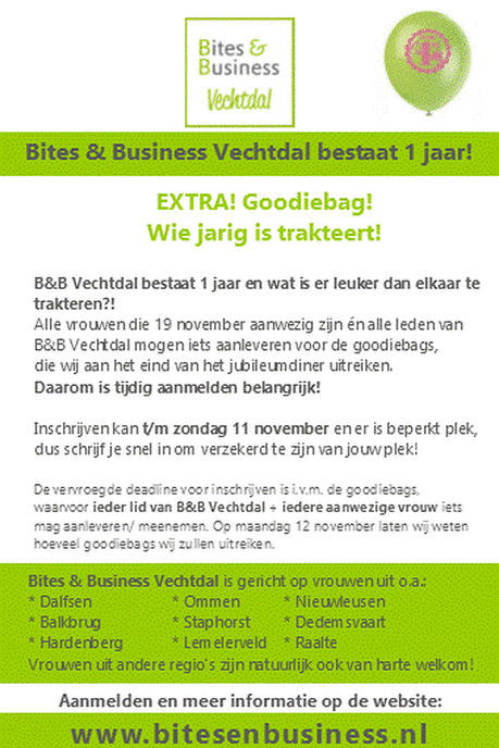 Bites & Business viert 1-jarig jubileum in het Vechtdal