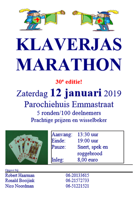 Komende zaterdag klaverjasmarathon