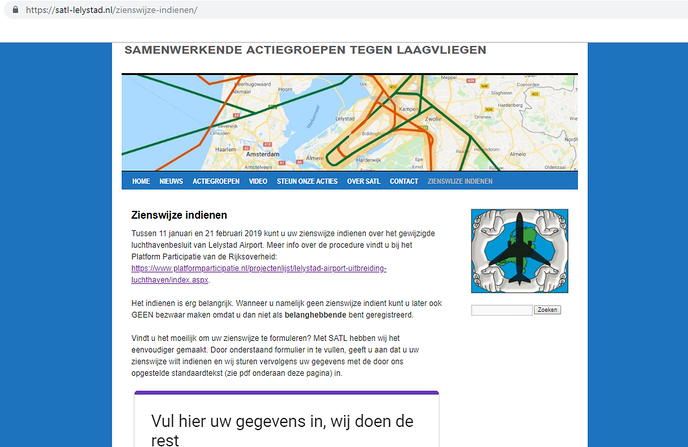 Actiegroepen mikken op massa zienswijzen tegen Lelystad Airport - Foto: Eigen geleverde foto