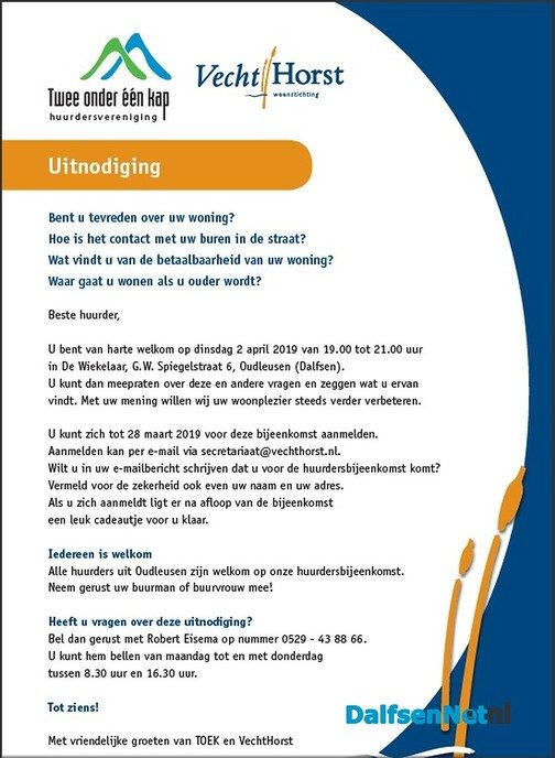 Huurdersbijeenkomst in de Wiekelaar - Foto: Ingezonden foto