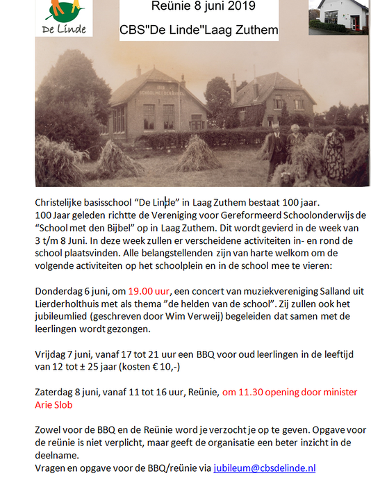100 jaar school Laag Zuthem - Foto: Eigen geleverde foto