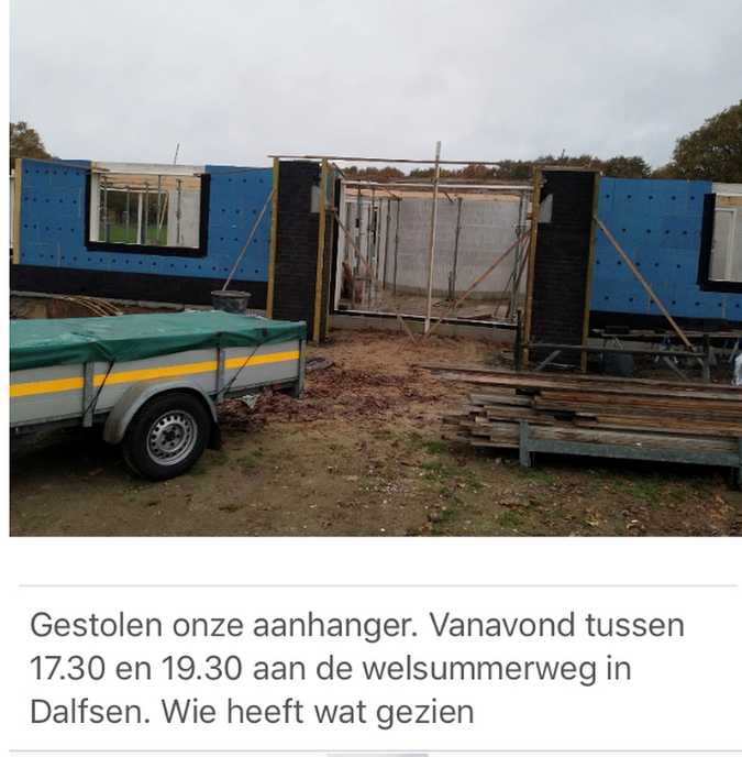 Afgelopen avond aanhanger gestolen - Foto: Eigen geleverde foto