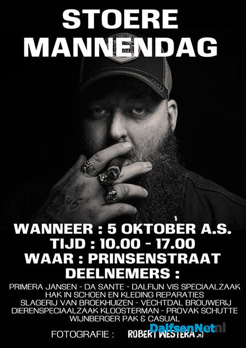 Zaterdag 5 oktober a.s. Stoere Mannendag - Foto: Ingezonden foto