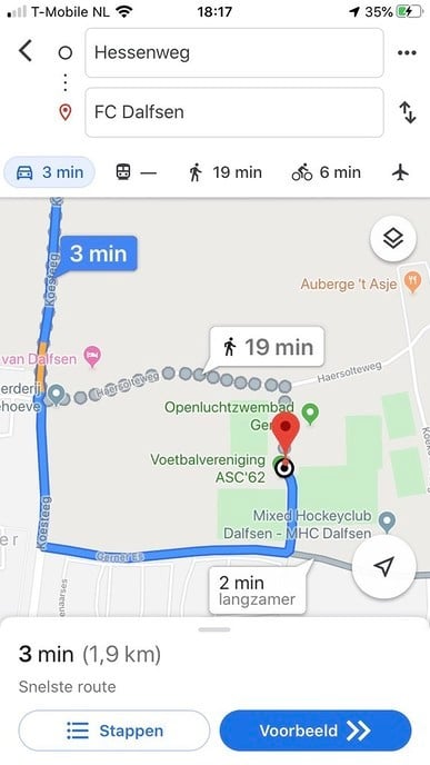 Auto’s over fietspad dankzij Googlemaps