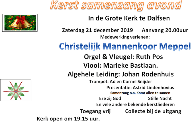 Kerst samenzang avond Dalfsen - Foto: Eigen geleverde foto