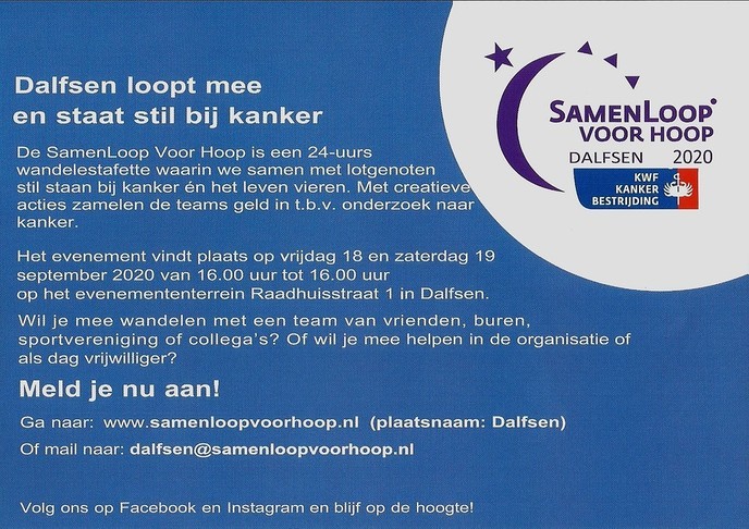 Kick-off Samenloop voor Hoop 2020
