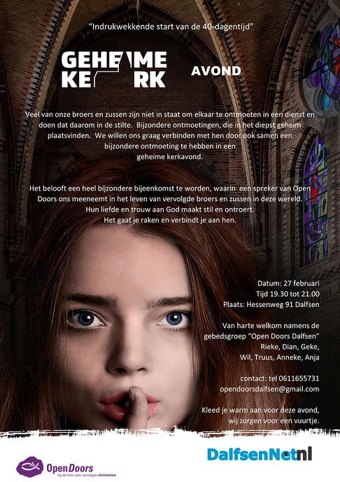 Geheime kerkavond - Foto: Ingezonden foto