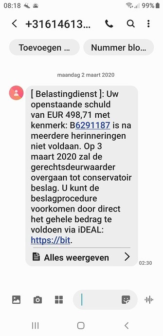 Dit doet de (echte) belastingdienst echt niet - Foto: Ingezonden foto