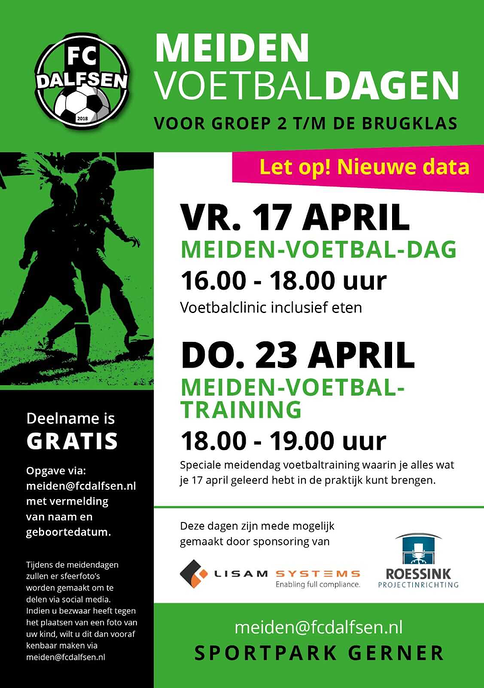 Gewijzigde datums Meidenvoetbaldagen