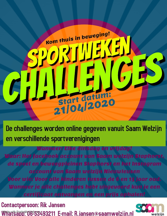 Sport challenges voor de jeugd - Foto: Eigen geleverde foto