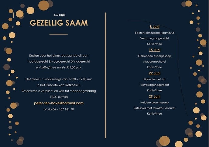 Gezellig Saam eten is weer gestart