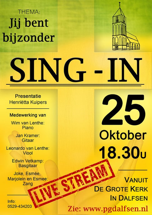 Livestream Sing-in 25 oktober - Foto: Eigen geleverde foto
