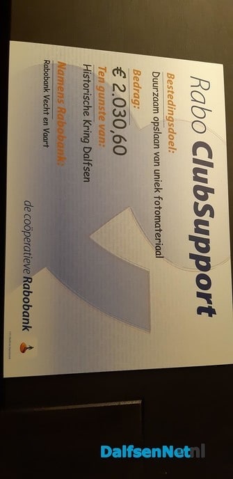 Rabo Clubsupport 2020 Historische Kring Dalfsen - Foto: Ingezonden foto