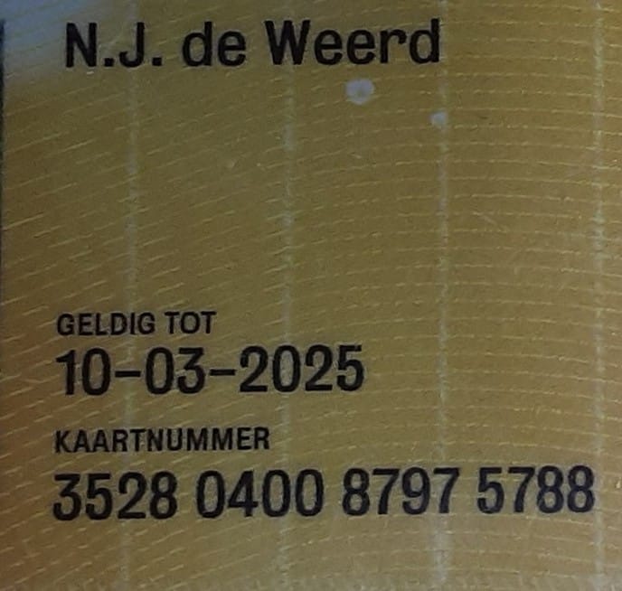 NJ de Weerd, je OV kaart is nog geld weert - Foto: Ingezonden foto