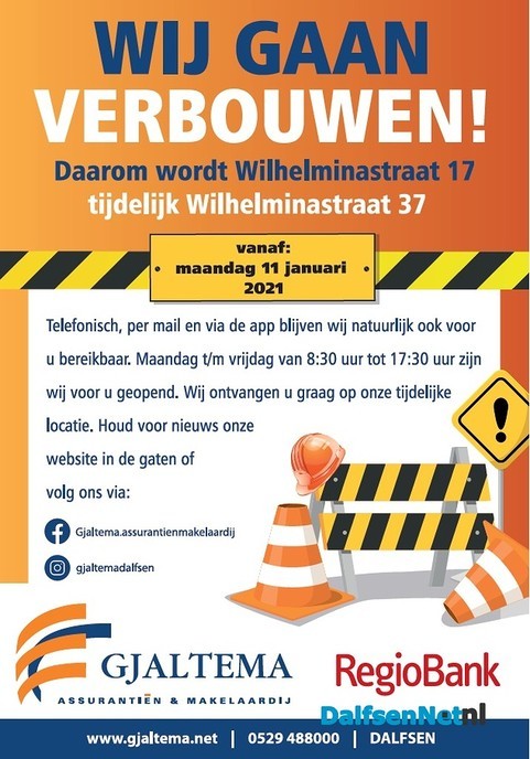 Gjaltema / Regiobank gaat verbouwen - Foto: Ingezonden foto