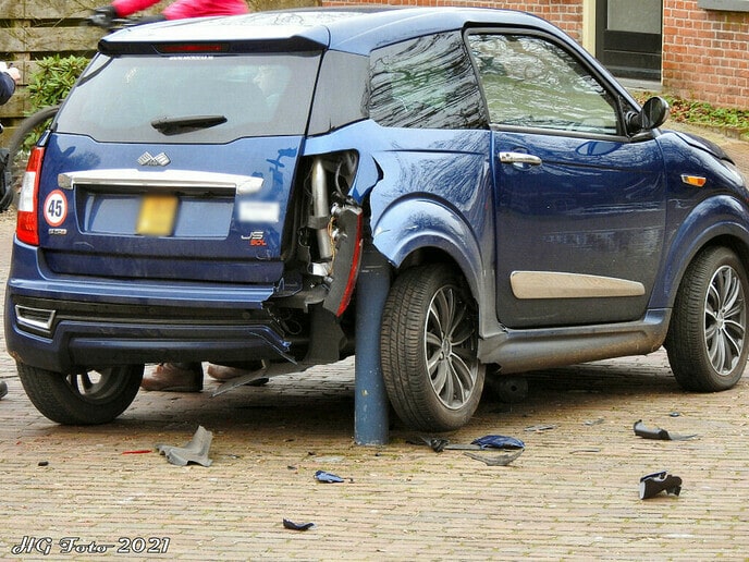 Brommobiel de weg kwijt op de Wilhelminastraat