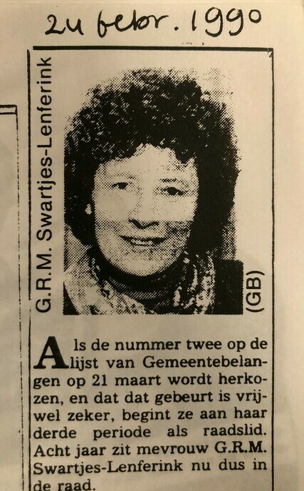 In memoriam Sientje Swartjes-Lenferink - Foto: Ingezonden foto