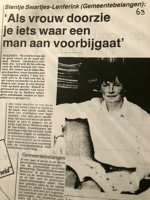In memoriam Sientje Swartjes-Lenferink - Foto: Ingezonden foto