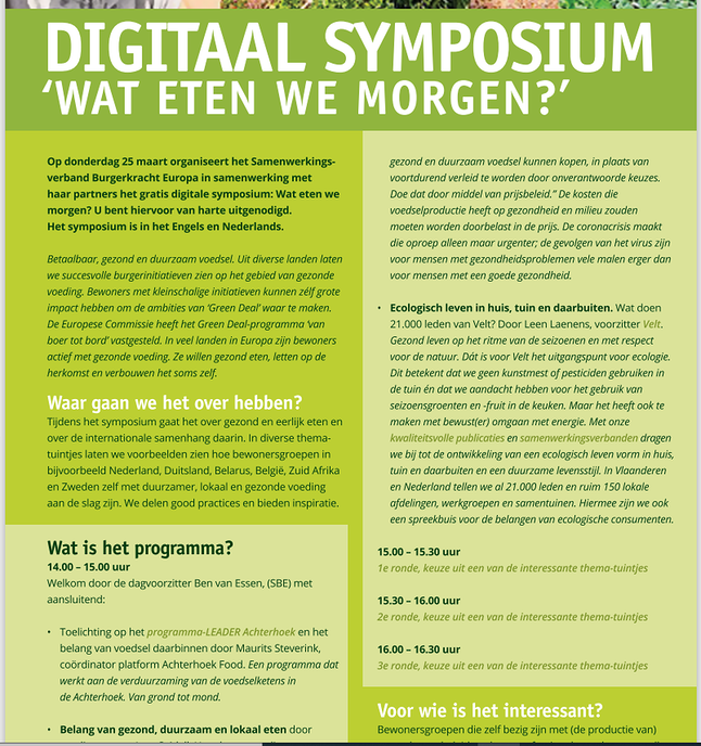 Wat eten we morgen? Symposium