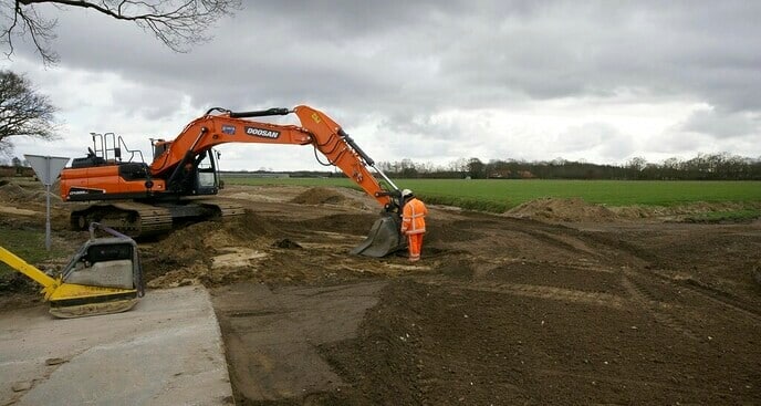 Werkzaamheden aan parallelweg-zuid Hessenweg - Foto: Paul Scholten