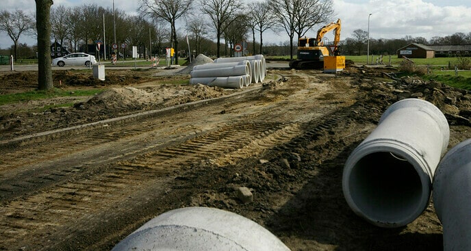 Werkzaamheden aan parallelweg-zuid Hessenweg - Foto: Paul Scholten