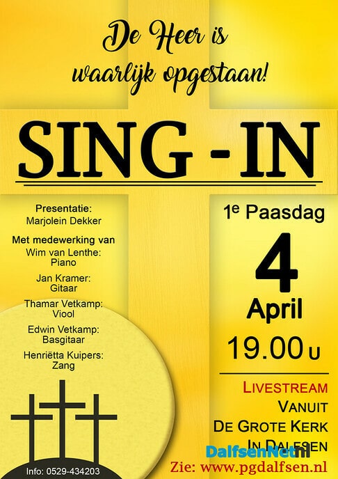 Paas Sing-in Livestream Dalfsen - Foto: Ingezonden foto
