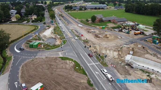 Afsluiting hoofdrijbaan N340 van 6 tot en met 30 augustus met drone foto’s - Foto: Johan Bokma
