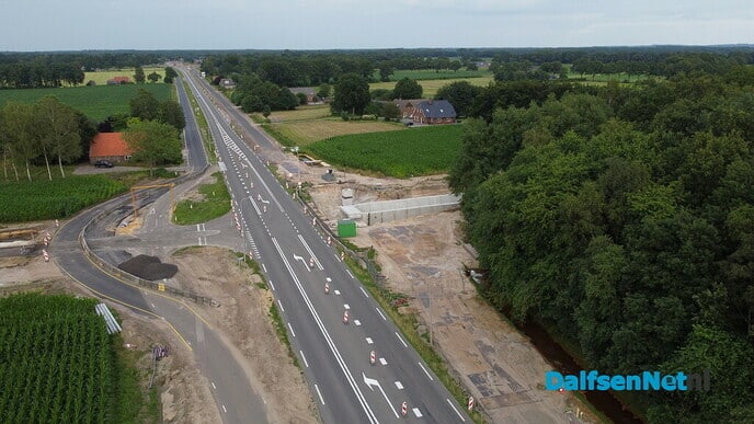 Afsluiting hoofdrijbaan N340 van 6 tot en met 30 augustus met drone foto’s - Foto: Johan Bokma