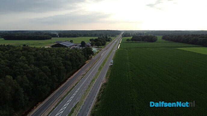 Afsluiting hoofdrijbaan N340 van 6 tot en met 30 augustus met drone foto’s - Foto: Johan Bokma