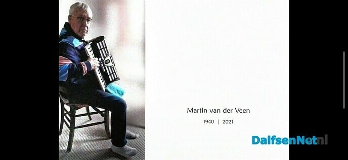 Overlijden dhr. Martin van der Veen - Foto: Ingezonden foto