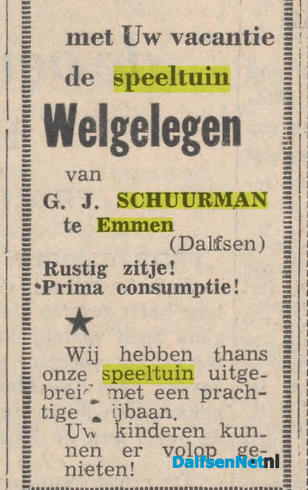 Cafe, kruidenier en bakker Schuurman met speeltuin “Welgelegen” in Emmen - Foto: Wim
