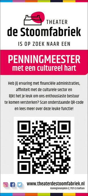 Theater de Stoomfabriek zoekt penningmeester
