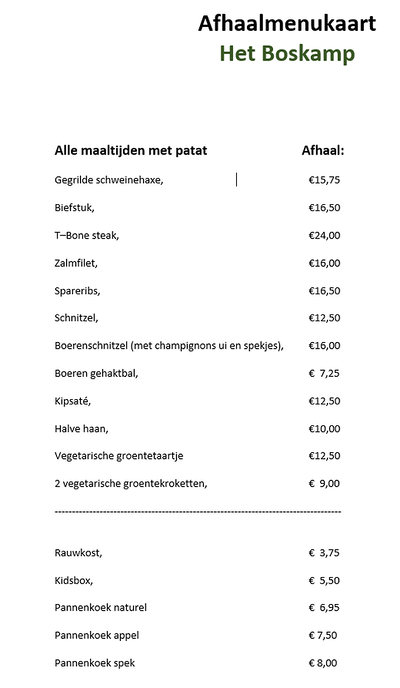 Afhaal plateservice, natuurlijk weer
