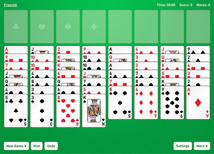 Speel Freecell Solitaire Online: De meest uitdagende vorm van solitaire
