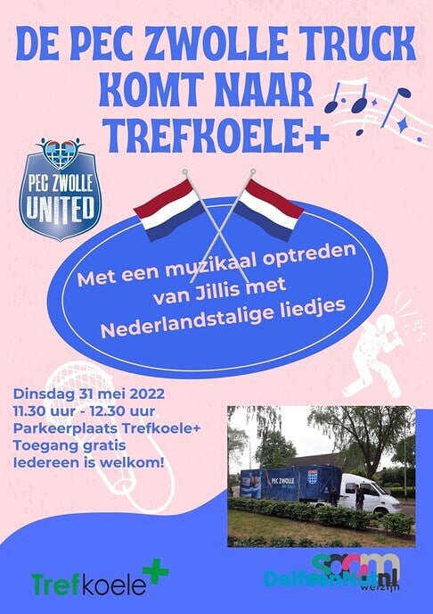 De PEC Zwolle truck komt naar Trefkoele+ - Foto: Ingezonden foto