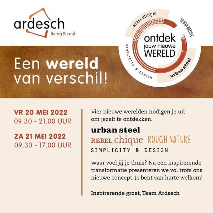 Ardesch living & soul ziet u graag op onze inspiratiedagen aankomend weekend