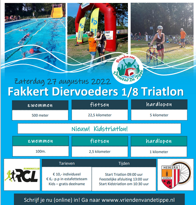 Fakkert Diervoeders 1/8 Triatlon bij zwembad De Tippe - Foto: Ingezonden foto