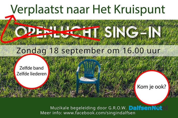 Openlucht Sing-in verplaatst naar binnen - Foto: Ingezonden foto