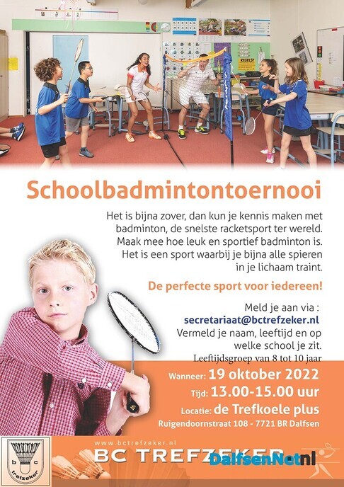 School badminton toernooi jgd vanaf 7 tot 10 - Foto: Ingezonden foto
