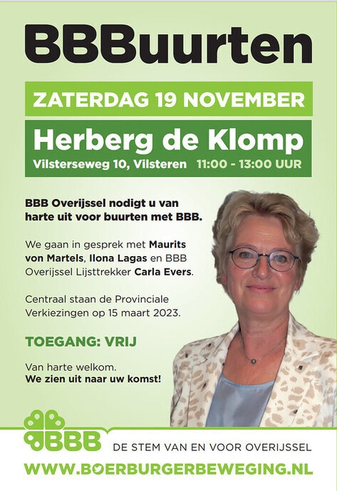 Lijsttrekker BBB Overijssel komt naar Vilsteren